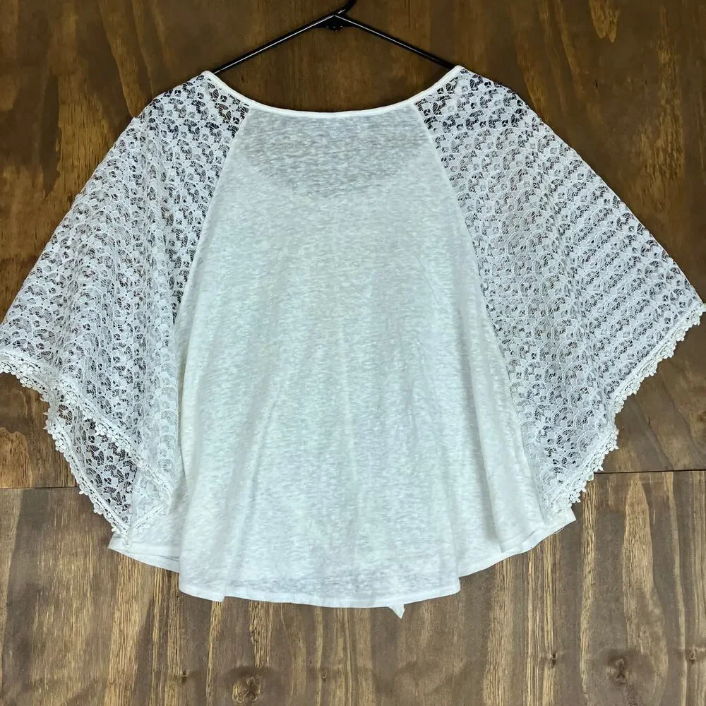 Victoria's Secret Womens Shirt White Lace Cape Scoop Neck Semi Sheer Large - Picture 10 of 14